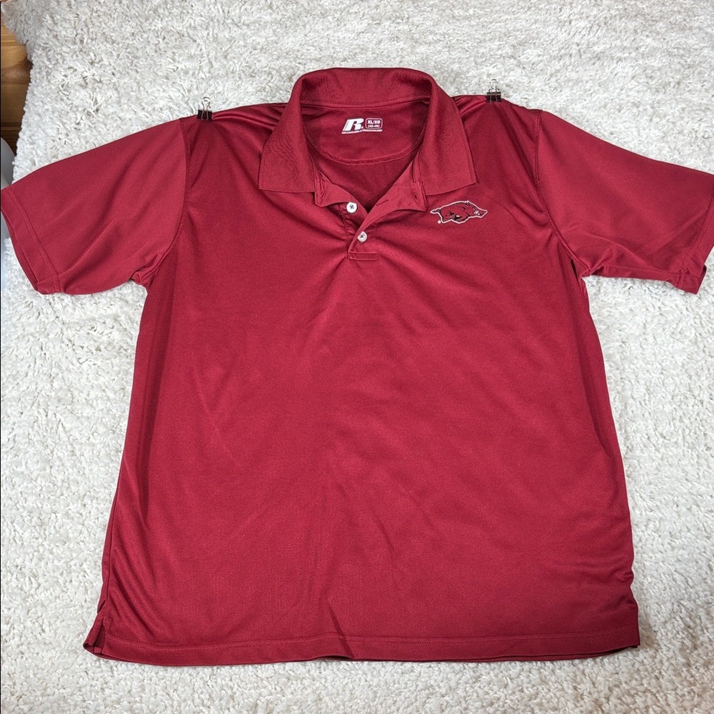 Russell Athletic University of Arkansas Men's Polo Shirt, Red, Size XL